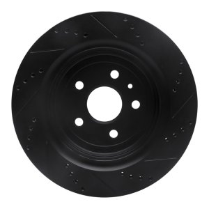Cadillac ATS Brake Rotor (1) - Rear Left - R1 Concepts - Drilled & Slotted - Black - `16-`24